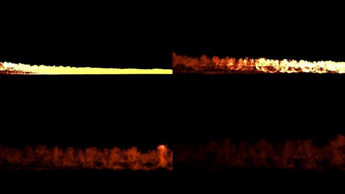 燃烧的橙色火线为视觉特效-在黑色，隔离
