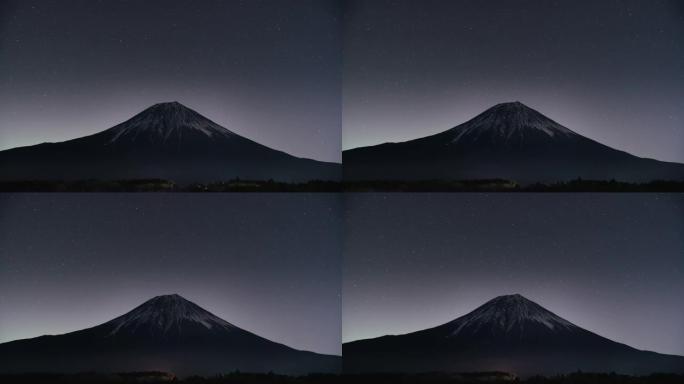 塔努基湖上的富士山，星光灿烂的夜晚，2022年12月31日