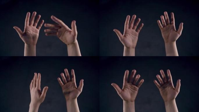 特写手触摸metaverse。匿名人虚拟现实视频游戏