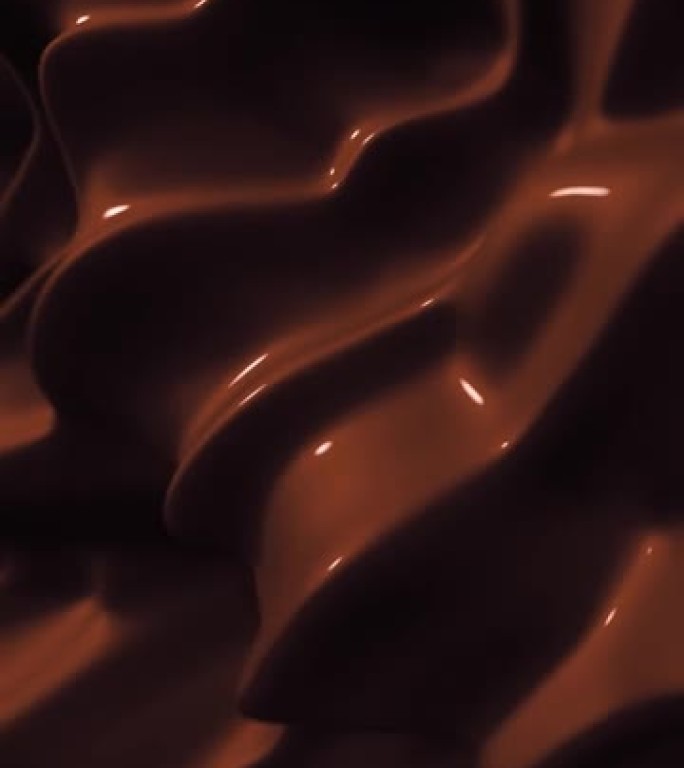 美丽的波浪形巧克力特写循环3d动画慢动作。逼真的巧克力棕色彩色粘贴旋转循环可宏股票视频