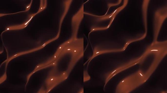 美丽的波浪形巧克力特写循环3d动画慢动作。逼真的巧克力棕色彩色粘贴旋转循环可宏股票视频