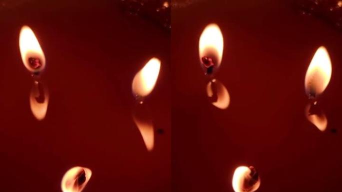 3芯蜡烛火焰的特写