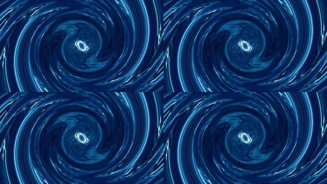 美丽多彩的分形线独特的蓝色漩涡图案运动背景。