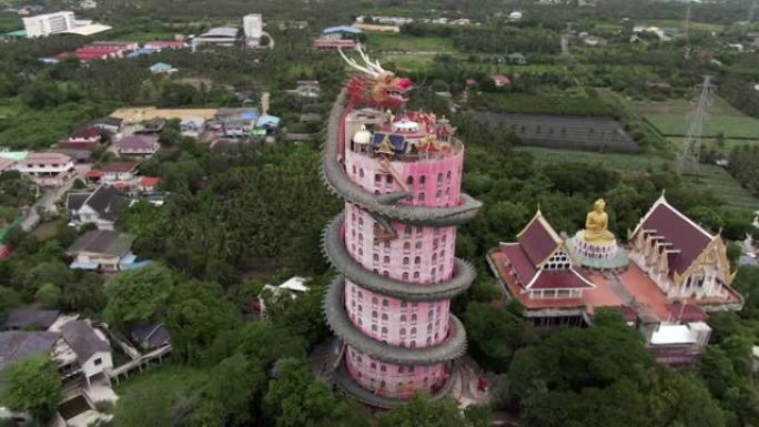 泰国曼谷萨姆弗兰区瓦萨姆弗兰龙庙鸟瞰图