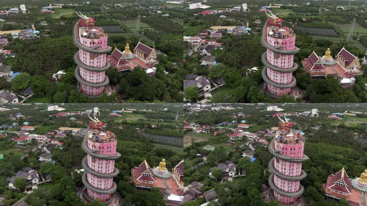 泰国曼谷萨姆弗兰区瓦萨姆弗兰龙庙鸟瞰图