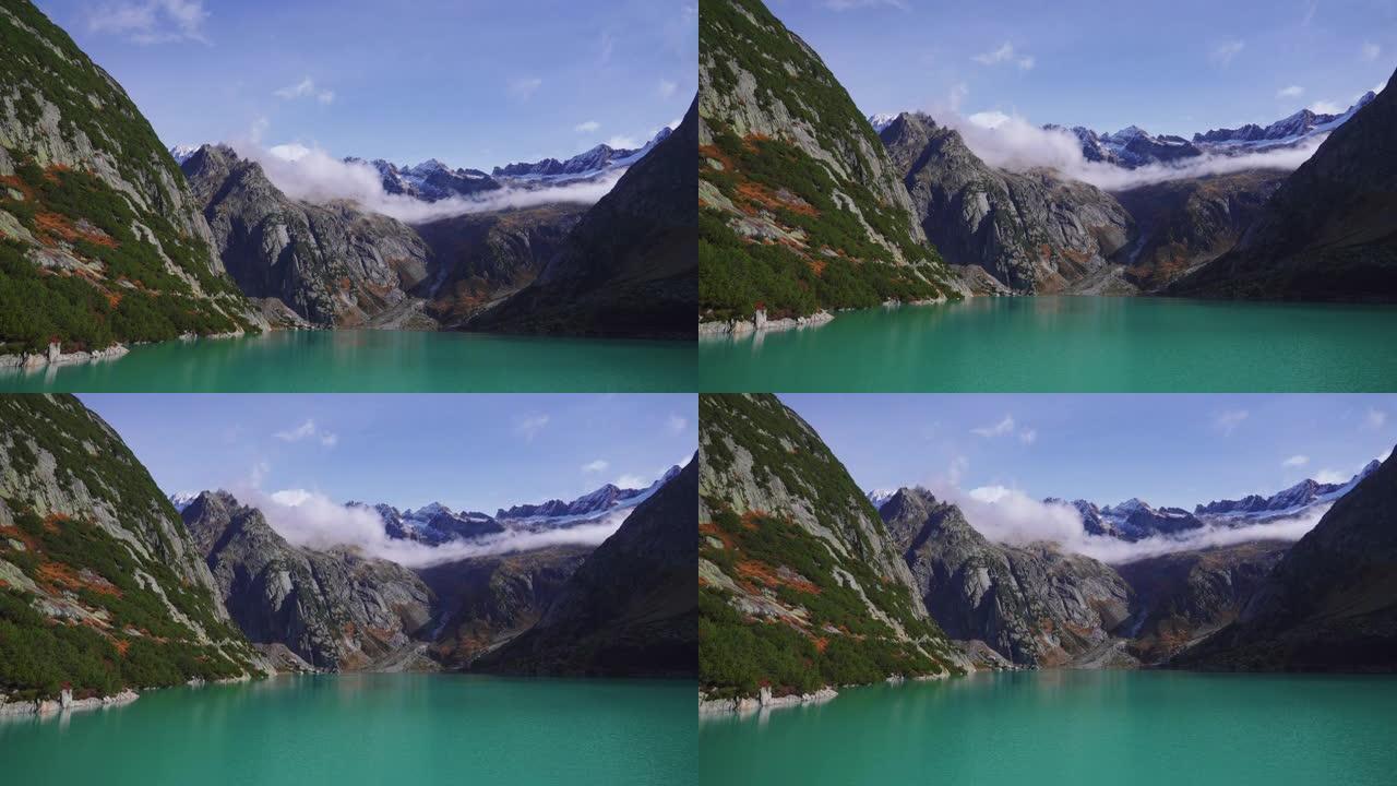 瑞士Gelmersee湖的俯仰镜头