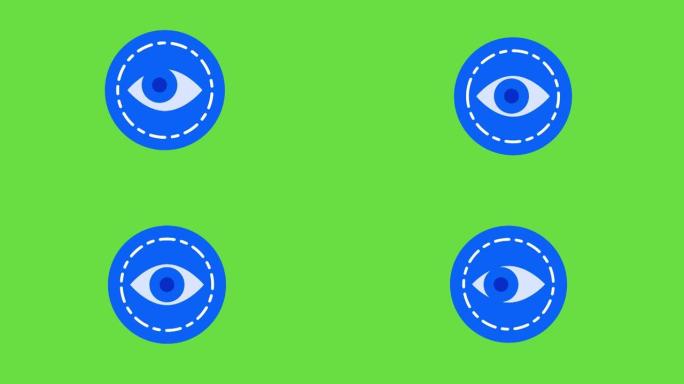 绿色背景上的卡通蓝眼观看4k视频。