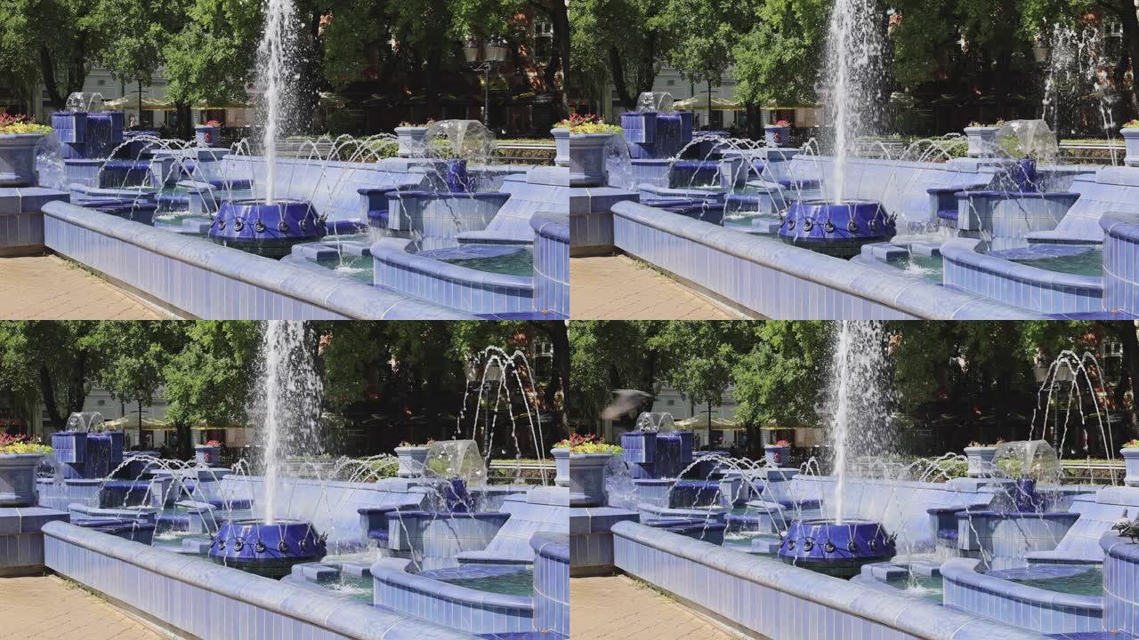 蓝色喷泉苏博蒂卡夏季