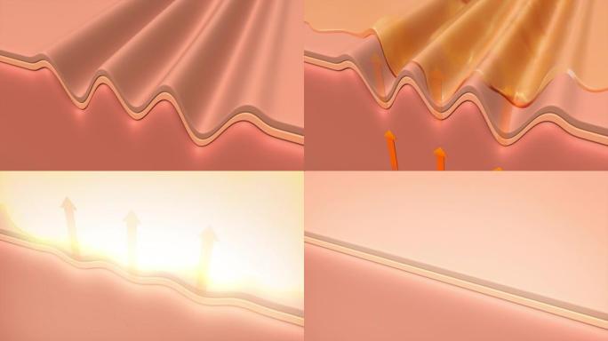 3d动画展示了胶原蛋白去皱，皮肤修复概念的过程