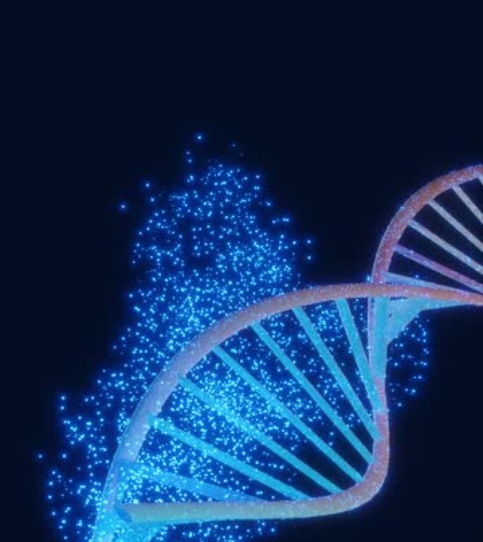 被科学称为人类DNA，鸟嘌呤，腺嘌呤，胞嘧啶，胸腺嘧啶，被发光粒子包围的双螺旋螺旋的概念表示中的三维