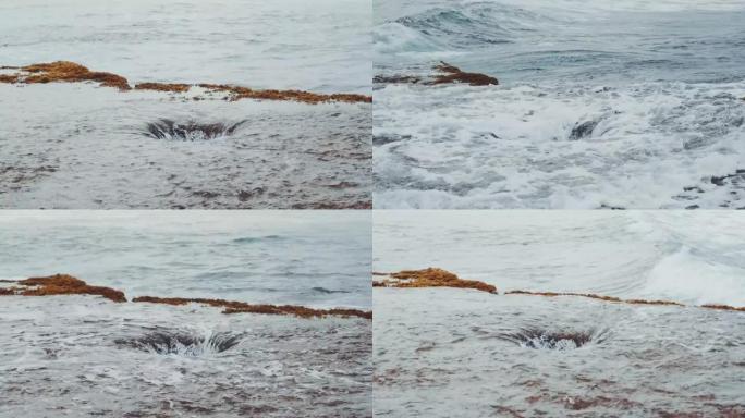 大浪撞击的海洞
