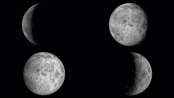 月球周期旋转的美丽特写
