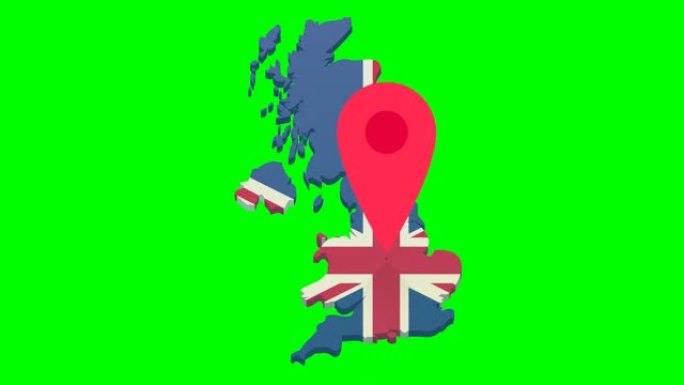 英国在绿色背景上的位置 (平面设计中的环路)