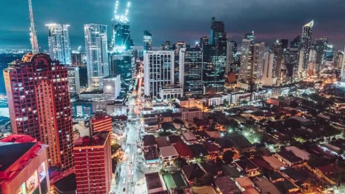 菲律宾马尼拉大都会马卡蒂天际线延时