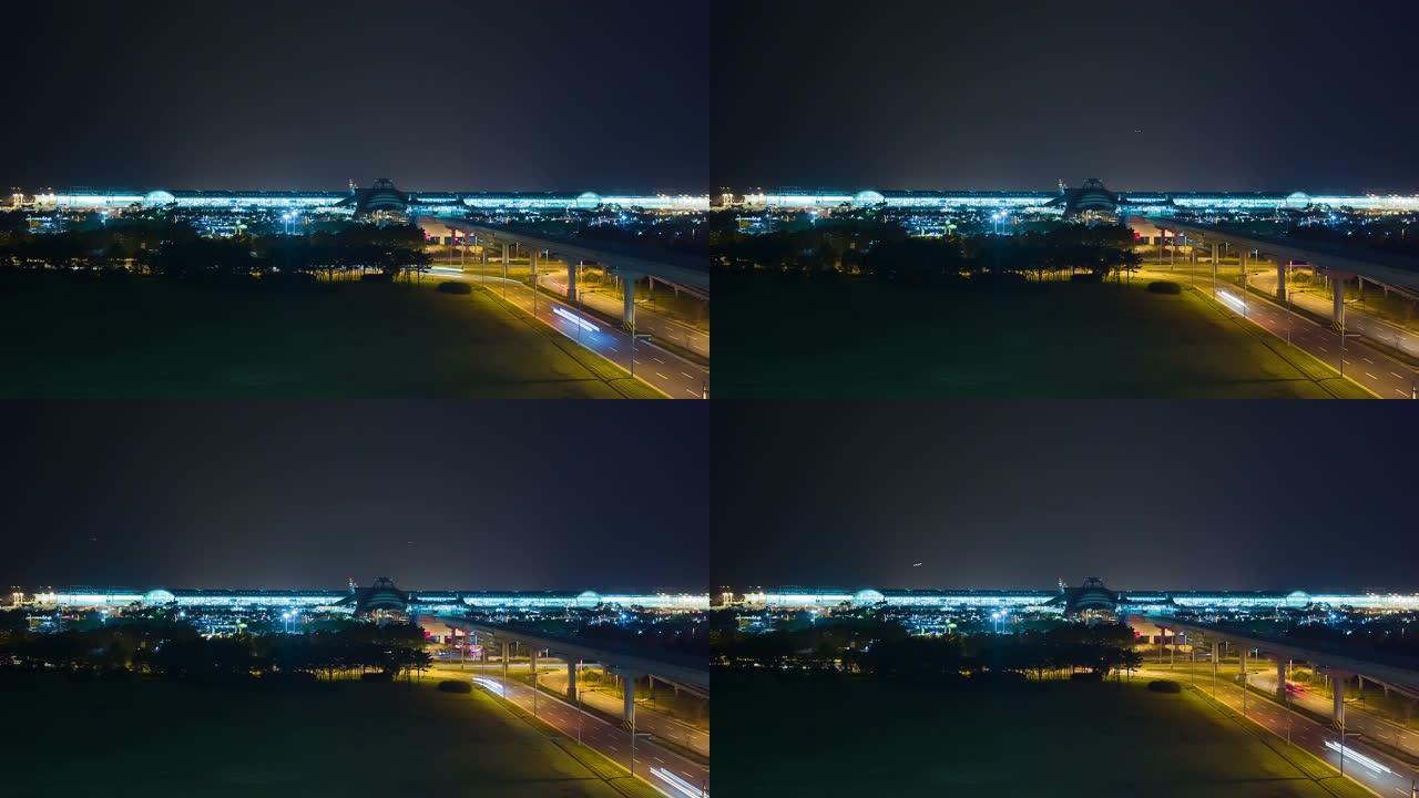 仁川国际机场 (ICN) 夜间，延时