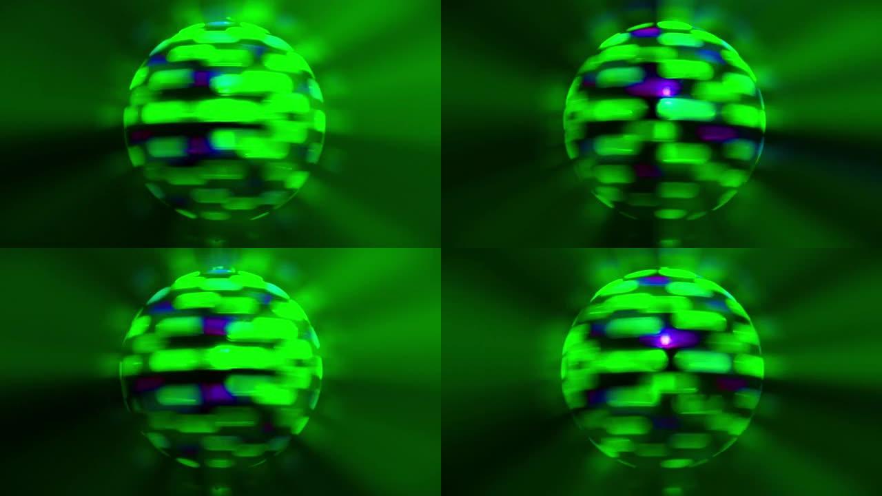 绿色和紫色旋转迪斯科球