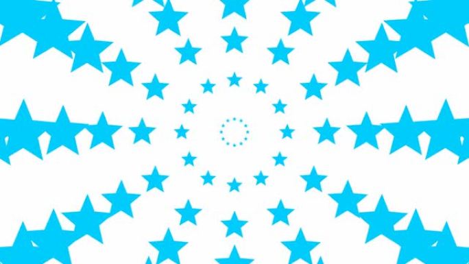 从中心开始动画增加蓝色十二星环。循环视频。欧盟、魔术、庆典的概念。矢量插图孤立在白色背景上。