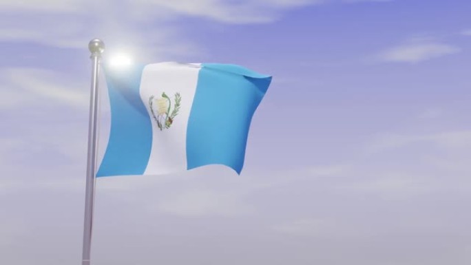 动画国旗与天空和风-危地马拉