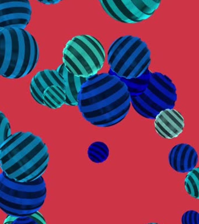 推进球-许多球旋转并向前移动-抽象彩色球体动画-4k抽象几何形状框架，干净抽象粒子框架可循环红色背景