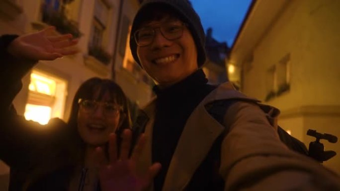 夫妇vlogger在瑞士伯尔尼老城旅行