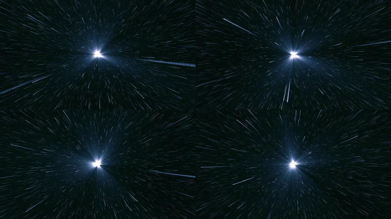 穿越太空来到深宇宙的魔法之光 -- 星星的轨迹运动天文学动画4K
