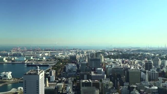 日本横滨港鸟瞰图日本横滨港金融中心CBD