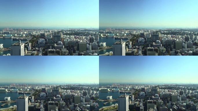 日本横滨港鸟瞰图日本横滨港金融中心CBD
