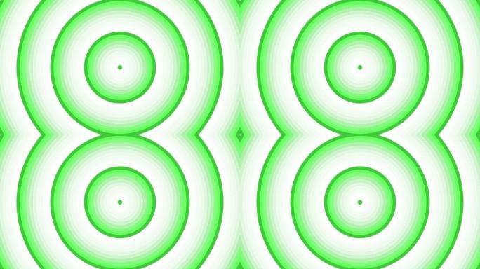 绿色粗体圆白色背景上的简单平面几何循环。圆形无线电波无尽的创意动画。环无缝运动图形背景。圆球雷达声纳