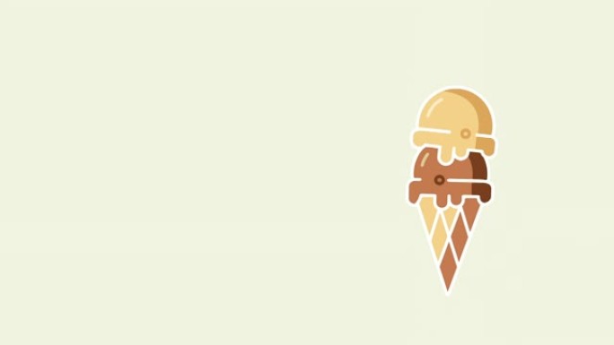 灰色背景上的圆锥卡通冰淇淋的4k视频。