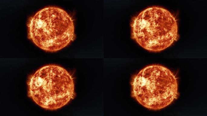 太阳在外太空概念中爆发出等离子体耀斑，大范围锁定射击