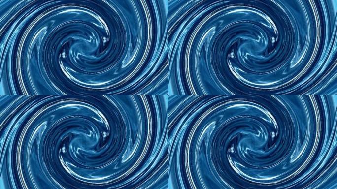 美丽多彩的分形线独特的蓝色漩涡图案运动背景。