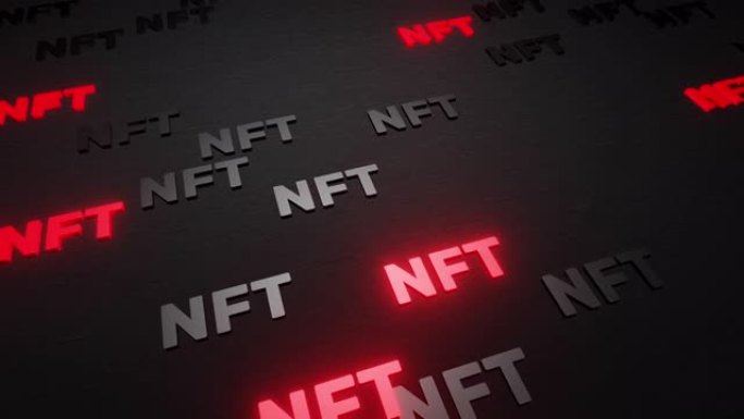 黑色背景3d渲染上的NFT加密符号图标。独特收藏品、区块链和数字艺术品的不可替代令牌