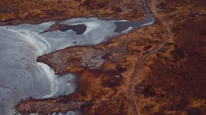 秋冻湖4k航拍画面