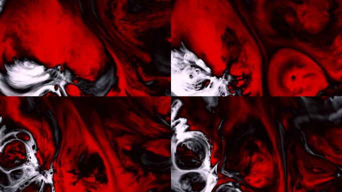 抽象背景液体画壁纸图案形成彩色红色墨水运动传播变形膨胀化学反应4k电影标题介绍