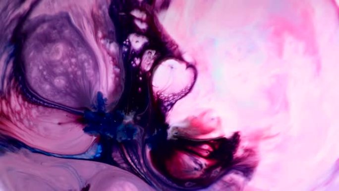 背景抽象图案形成彩色蓝紫色墨水运动传播变形扩展4k电影标题介绍