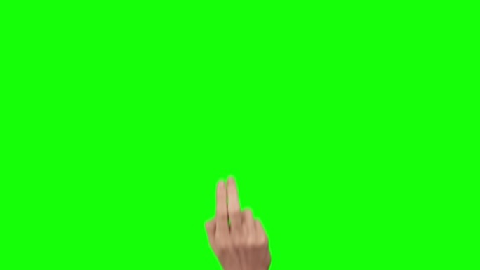 手2手指在绿色屏幕背景上向右滑动
