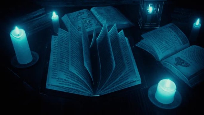烛光照明的旧书-循环史诗幻想背景背景图形动画
