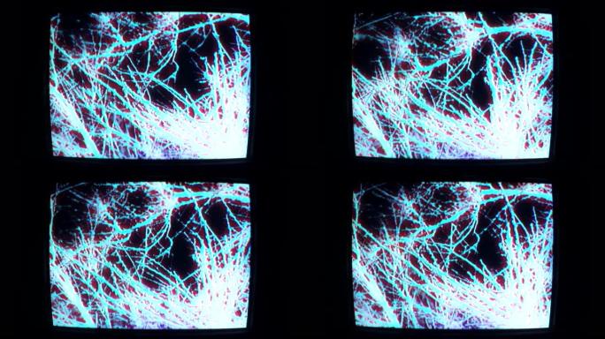 黑白树枝摇摆synthwave失真抽象图案旧电视模拟静态噪声管屏幕