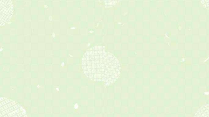 日本图案垂直背景动画视频的一个圈与鹿图案慢慢旋转和落在一个格子背景与樱花暴风雪跳舞。
