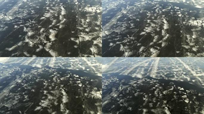 在4k中空中拍摄海面上的冰块