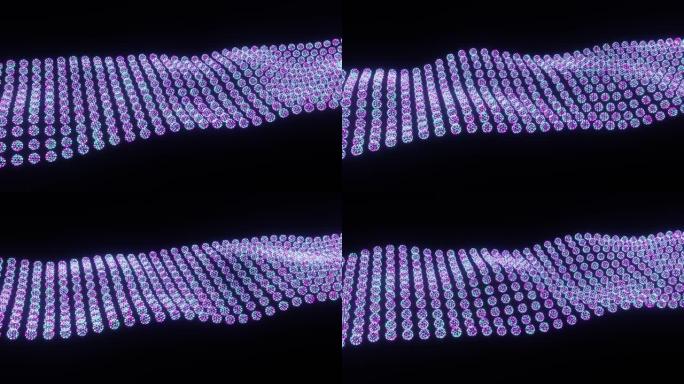 发光纳米粒子材料说明三维动画的波