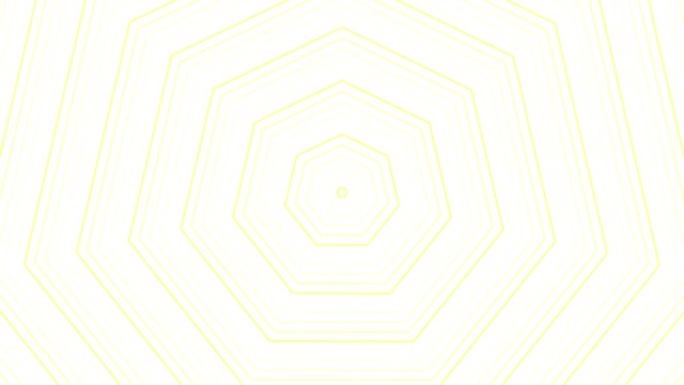 白色背景循环上的黄色纤细七边形星形简单扁平几何。星空七边形无线电波无尽的创意动画。星星无缝运动图形背