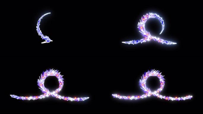 圣诞霓虹花环花环设计元素无缝循环动画透明背景带阿尔法通道