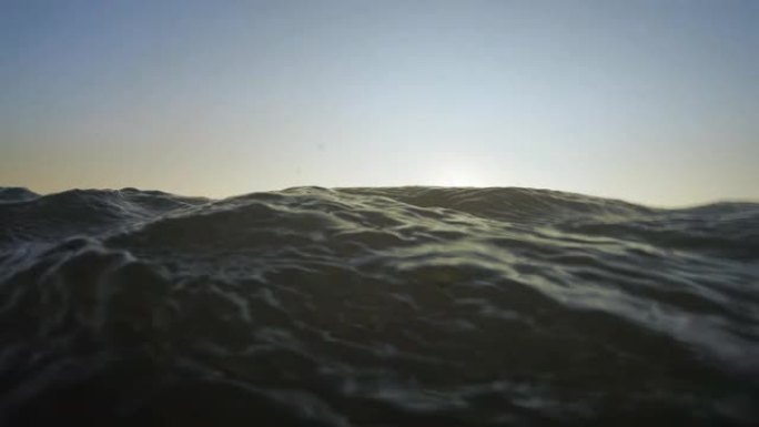 溺水男子在日落时向海滩救生员寻求帮助，慢动作