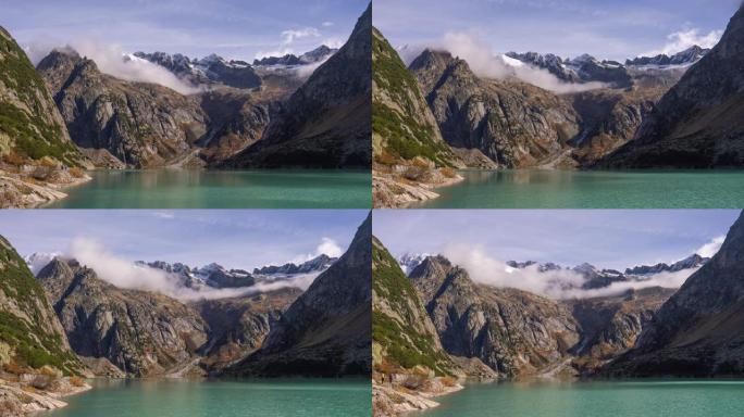 瑞士Gelmersee湖的Hyperlapse鸟瞰图