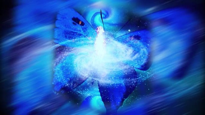 蓝色的星空与蝴蝶动态背景元素AE素材概念