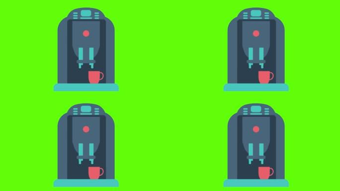 咖啡机隔离在绿屏背景上