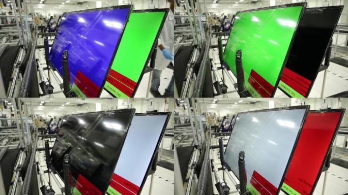电视机在装配过程中进行图像测试和颜色校准