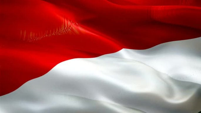 印度尼西亚国旗。挥舞着国家3d印度尼西亚国旗。印尼无缝循环动画的标志。印度尼西亚国旗高清背景。印度尼
