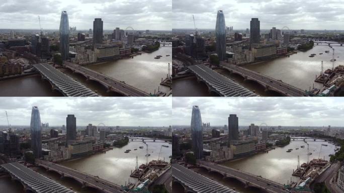 伦敦中心黑修士桥的鸟瞰图。